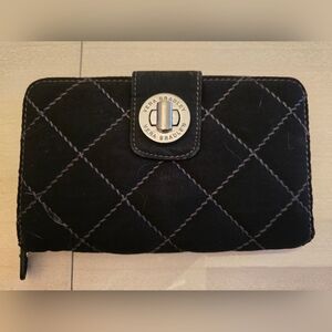 Vera Bradley Black Quilted Wallet with Turnlock, Like New